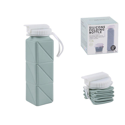 620ml Silicone Folding Water Bottle Food Grade Outdoor Sports Kettle High Temp - Gray V528-WATER-CUP-GREY-899020