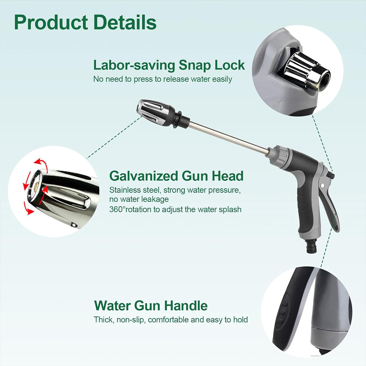 High Pressure Long Pole Water Spray Nozzle Household Car Wash Cleaning Sprayer - Car Wash Sprayer Set V528-WATER-GUN-T8-15M-766964