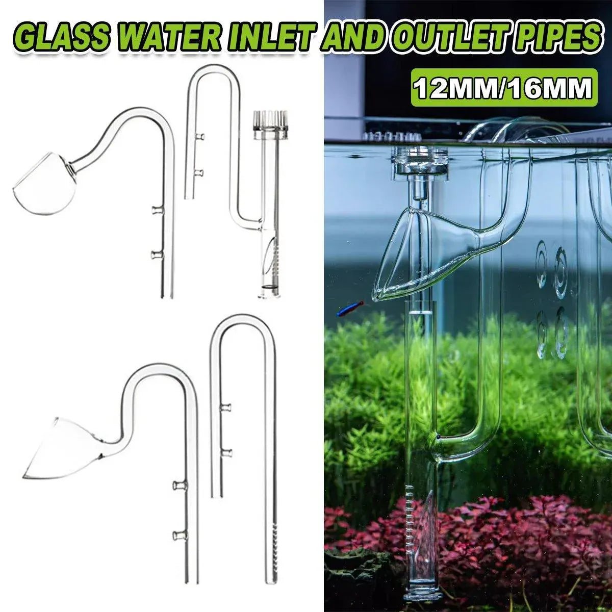 Aquarium Glass Inlet Outlet Pipe Fish Tank Filter Oil Film Remover Plant Holder - Hemispherical outlet-12mm V528-WATER-OUTLET-BQ-12MM-330724