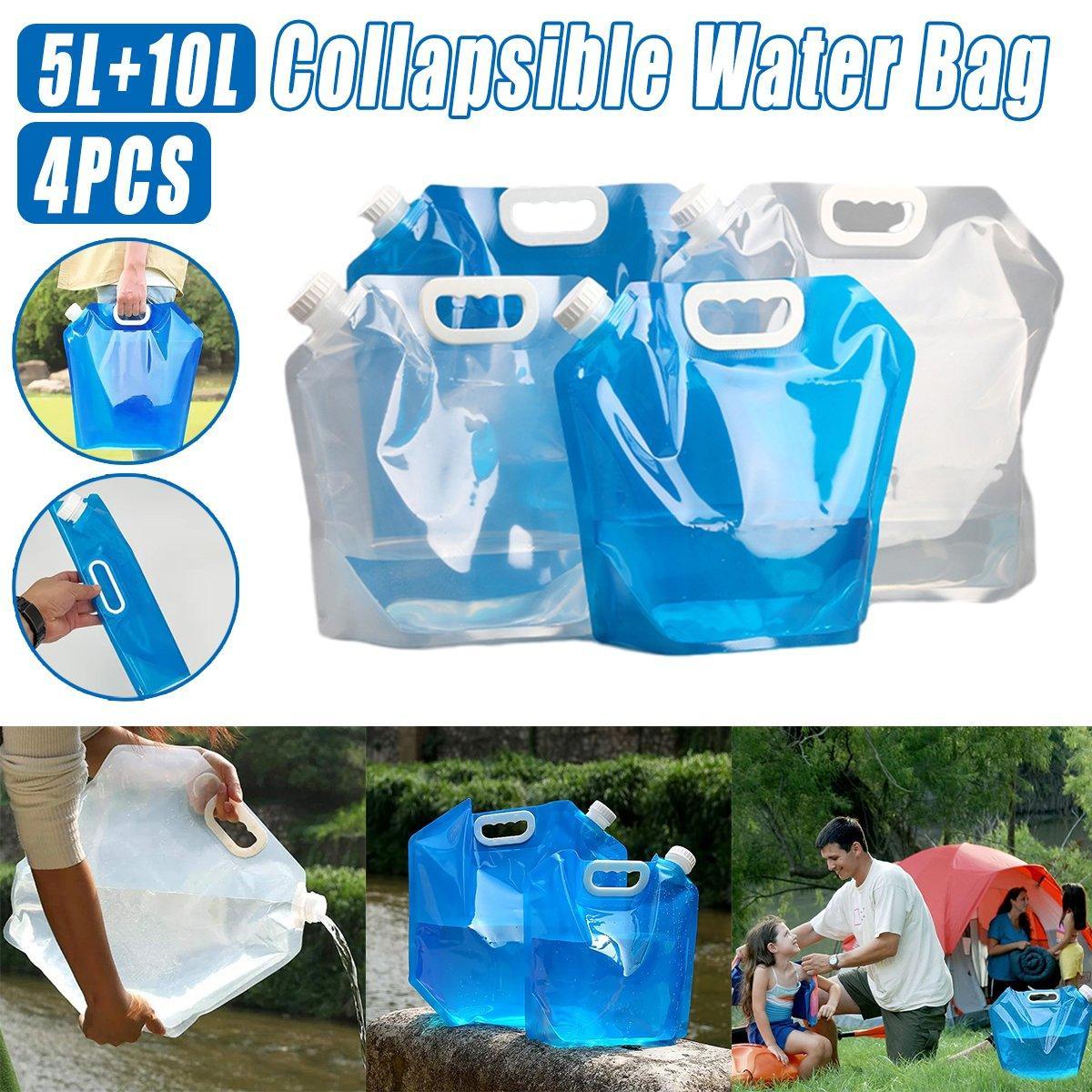 4pcs Folding Water Storage Bag Portable Bucket for Camping Hiking Outdoor Sports - Transparent V528-WATER-STORAGE-BAG-4PCS-CLEAR-656231