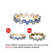 Square Design 1.2ct Simulated Diamond Women Engagement Ring Rose Gold Plated - Water Blue-Size 10