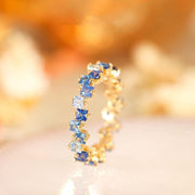 Square Design 1.2ct Simulated Diamond Women Engagement Ring Rose Gold Plated - Water Blue-Size 10