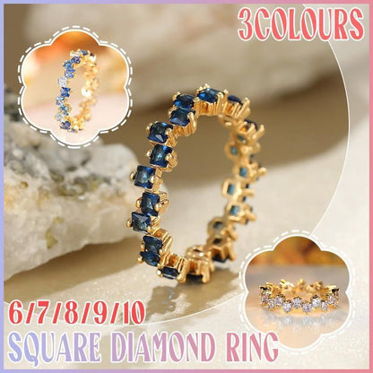 Square Design 1.2ct Simulated Diamond Women Engagement Ring Rose Gold Plated - Water Blue-Size 6 V528-WATERBLUE-6-379072