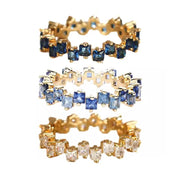 Square Design 1.2ct Simulated Diamond Women Engagement Ring Rose Gold Plated - Water Blue-Size 6