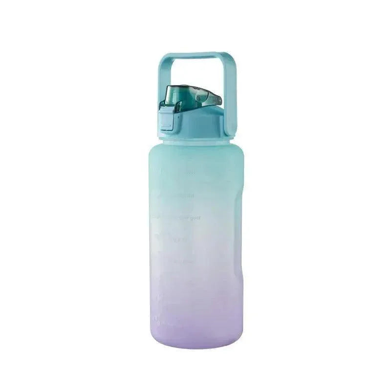 2L Large Water Bottle Straw Time Gradient Cup Fitness Jugs Sport Gym Training - Green V528-WATERBOTTLE-2L-GREEN-420879