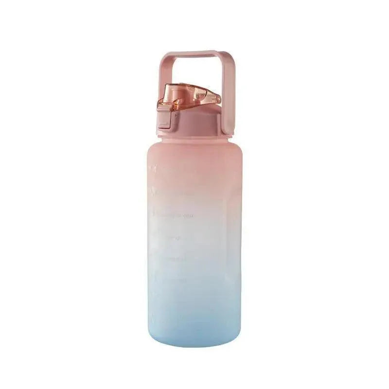 2L Large Water Bottle Straw Time Gradient Cup Fitness Jugs Sport Gym Training - Pink V528-WATERBOTTLE-2L-PINK-195008