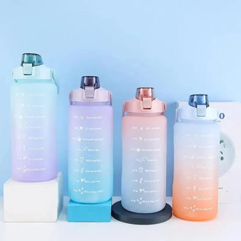 2L Large Water Bottle Straw Time Gradient Cup Fitness Jugs Sport Gym Training - Pink V528-WATERBOTTLE-2L-PINK-195008