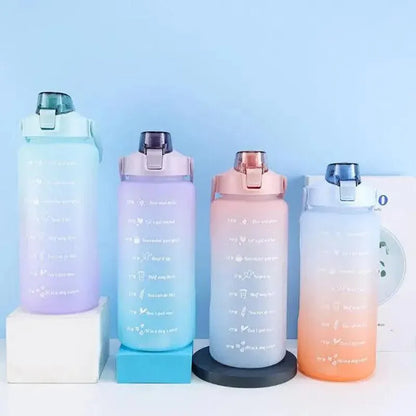 2L Large Water Bottle Straw Time Gradient Cup Fitness Jugs Sport Gym Training - Pink V528-WATERBOTTLE-2L-PINK-195008