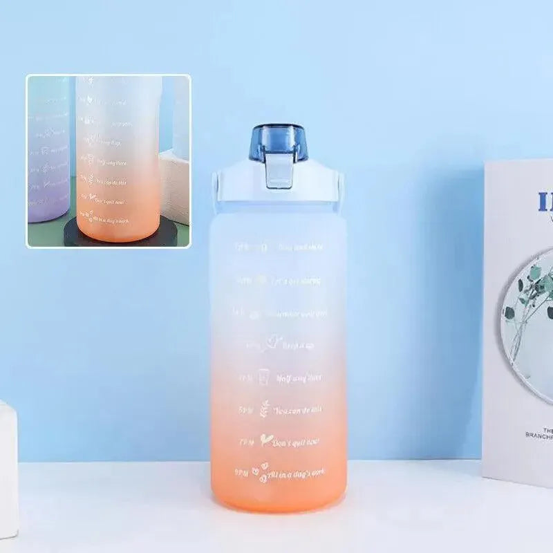 2L Large Water Bottle Straw Time Gradient Cup Fitness Jugs Sport Gym Training - Pink V528-WATERBOTTLE-2L-PINK-195008