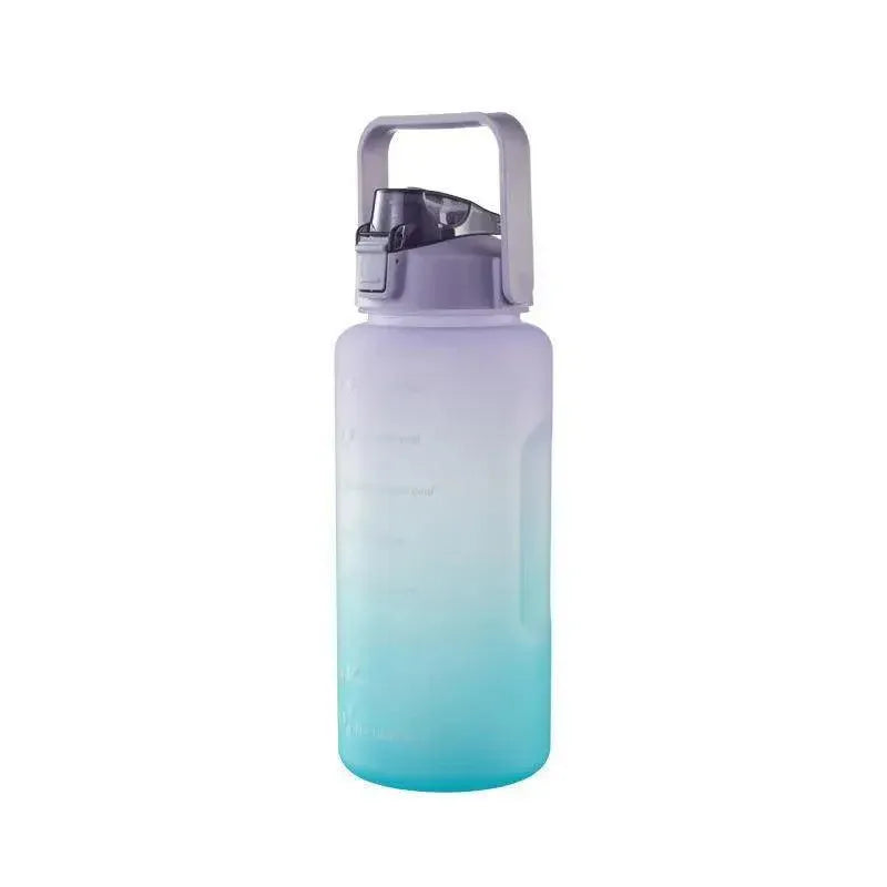 2L Large Water Bottle Straw Time Gradient Cup Fitness Jugs Sport Gym Training - Purple V528-WATERBOTTLE-2L-PURPLE-944552