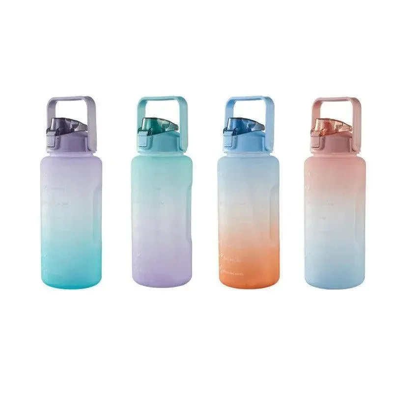 2L Large Water Bottle Straw Time Gradient Cup Fitness Jugs Sport Gym Training - Purple V528-WATERBOTTLE-2L-PURPLE-944552