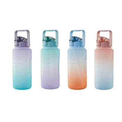 2L Large Water Bottle Straw Time Gradient Cup Fitness Jugs Sport Gym Training - Purple V528-WATERBOTTLE-2L-PURPLE-944552