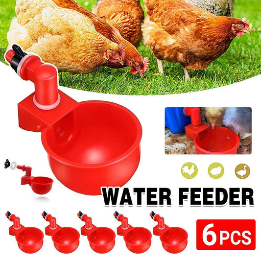 6x Automatic Chicken Water Cup Waterer Poultry Drinking Bowl Feeder Drinker Tool V528-WATERER-RED-6PCS-194114