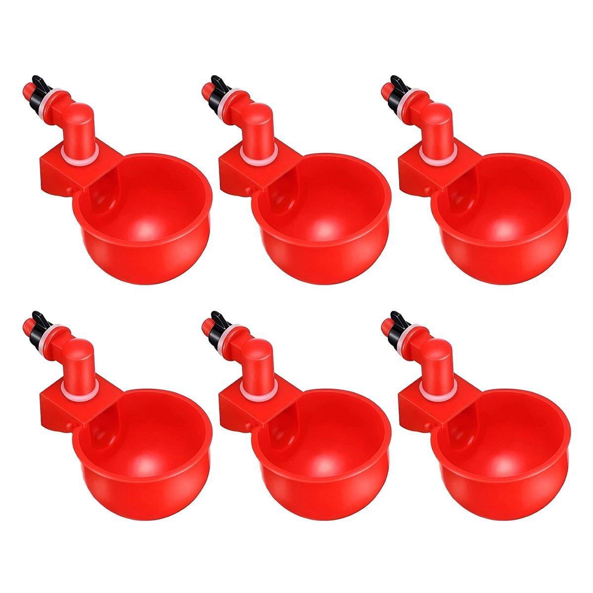 6x Automatic Chicken Water Cup Waterer Poultry Drinking Bowl Feeder Drinker Tool V528-WATERER-RED-6PCS-194114