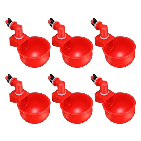 6x Automatic Chicken Water Cup Waterer Poultry Drinking Bowl Feeder Drinker Tool V528-WATERER-RED-6PCS-194114