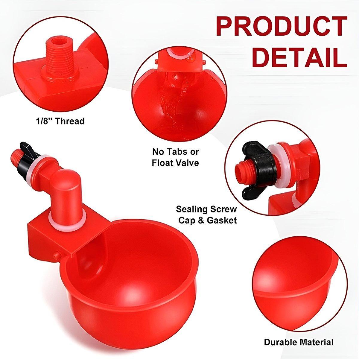 6x Automatic Chicken Water Cup Waterer Poultry Drinking Bowl Feeder Drinker Tool V528-WATERER-RED-6PCS-194114