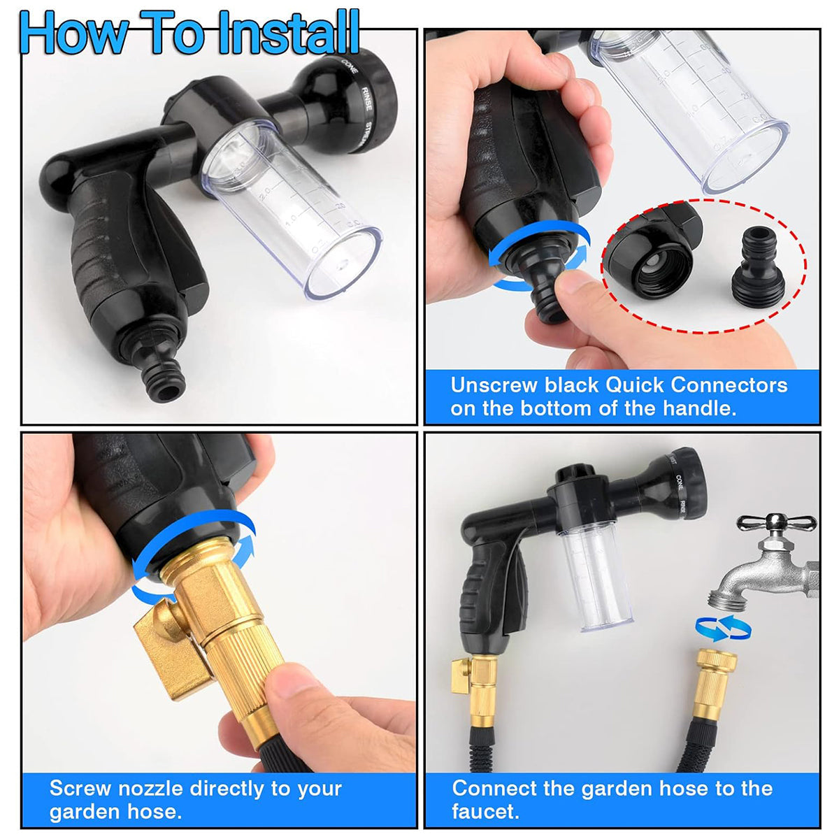 Washing Nozzle Plant Pet Hose 8-Mode Garden Car Water Foam Sprayer Soap Dispenser - Green V528-WATERGUN-GREEN-54197