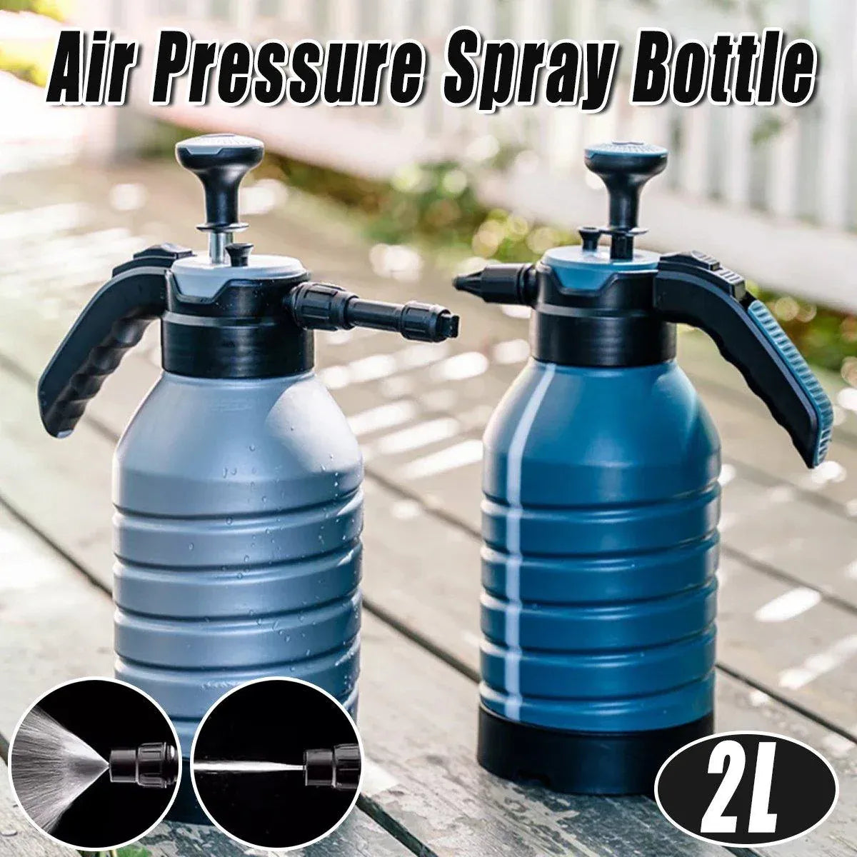 Pressure Pump Spray Bottle 2L Easy Pump Adjustable Nozzle Garden Watering Flower - Grey V528-WATERING-CAN-GREY-621110