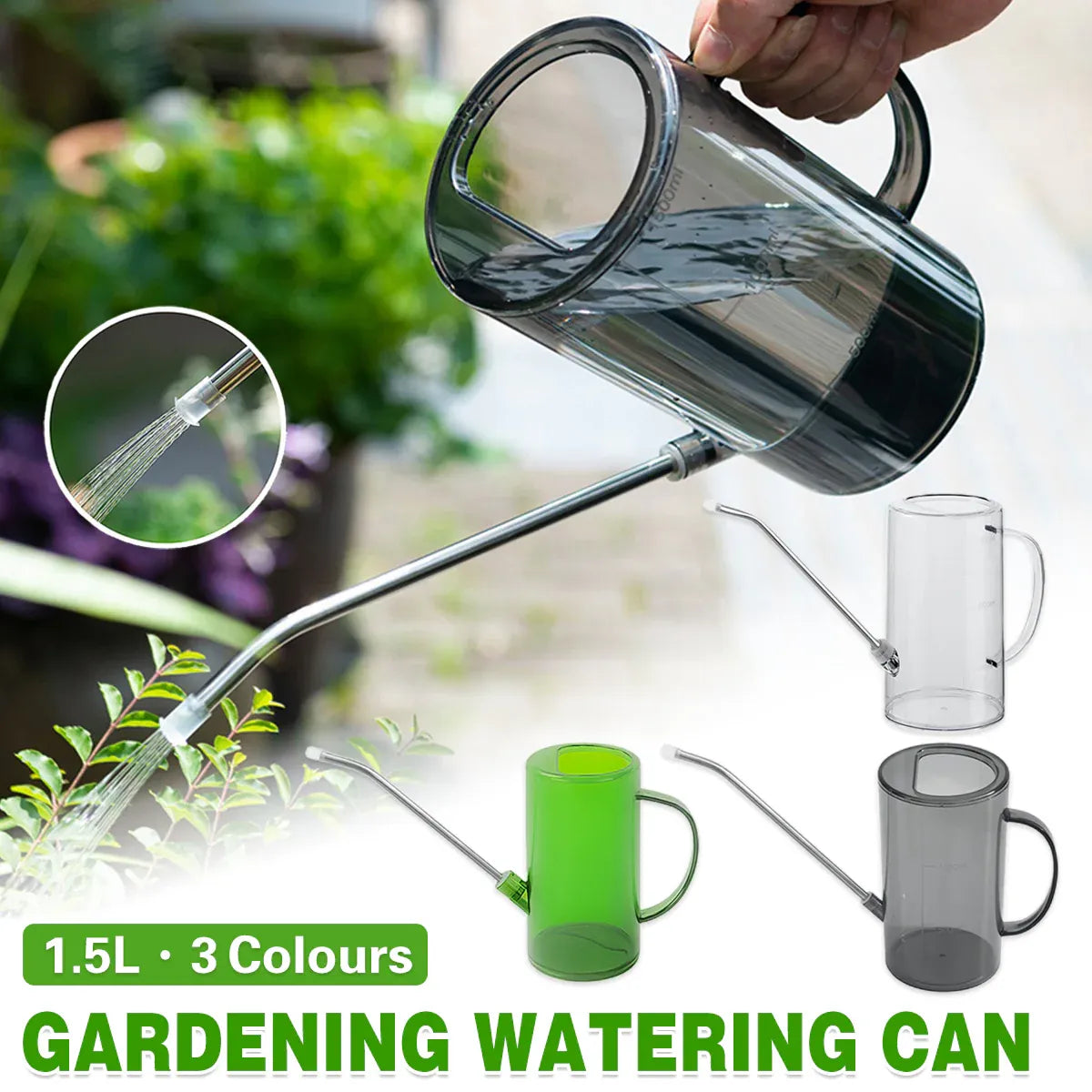 Watering Can Long Spout For Indoor Outdoor Garden Potted Plants Flowers Use - Grey V528-WATERING-GREY-114657