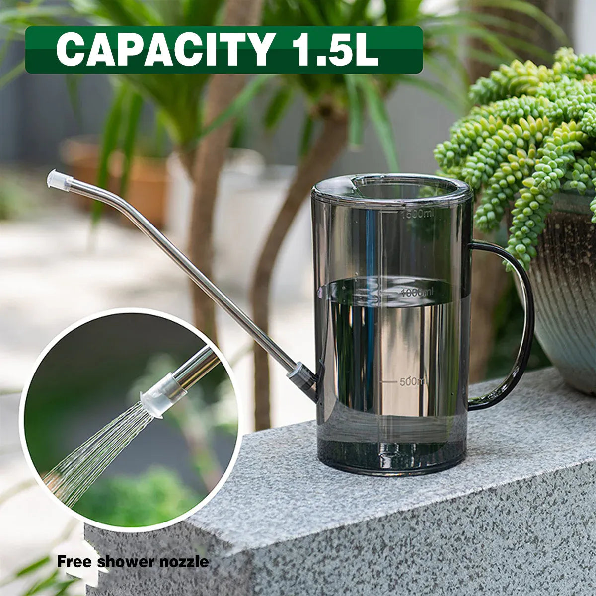 Watering Can Long Spout For Indoor Outdoor Garden Potted Plants Flowers Use - Transparent V528-WATERING-TM-749094