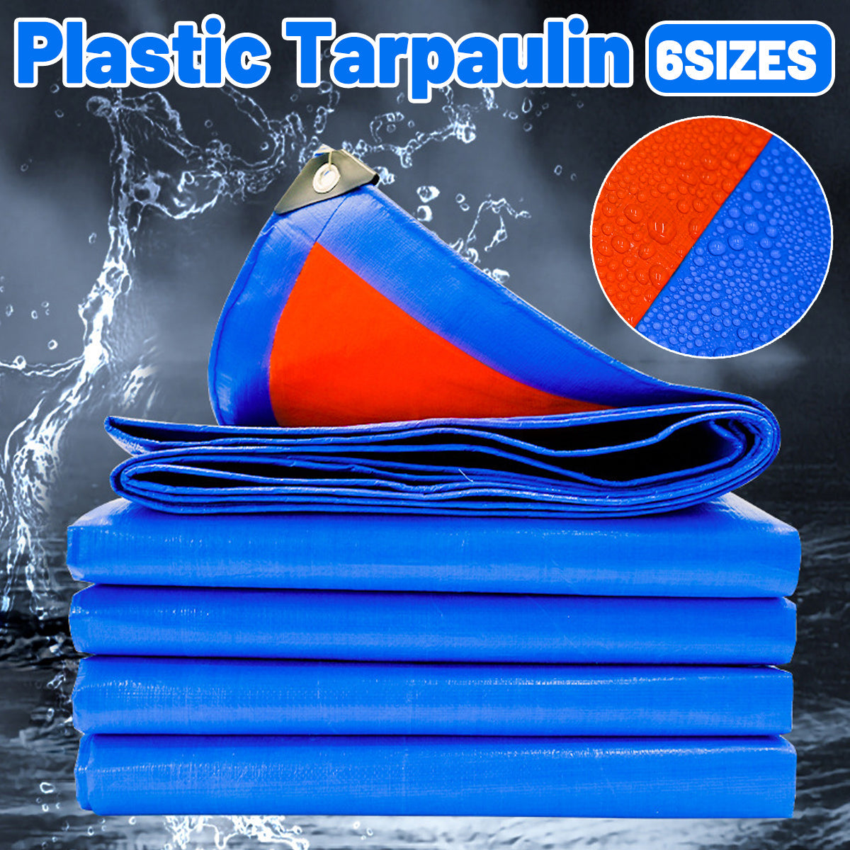 Waterproof Plastic Tarp Cover Heavy Duty Ground Sheet Rainproof Dustproof Blue - 2x2m V528-WATERPROOF-CLOTH-2-2M-541441