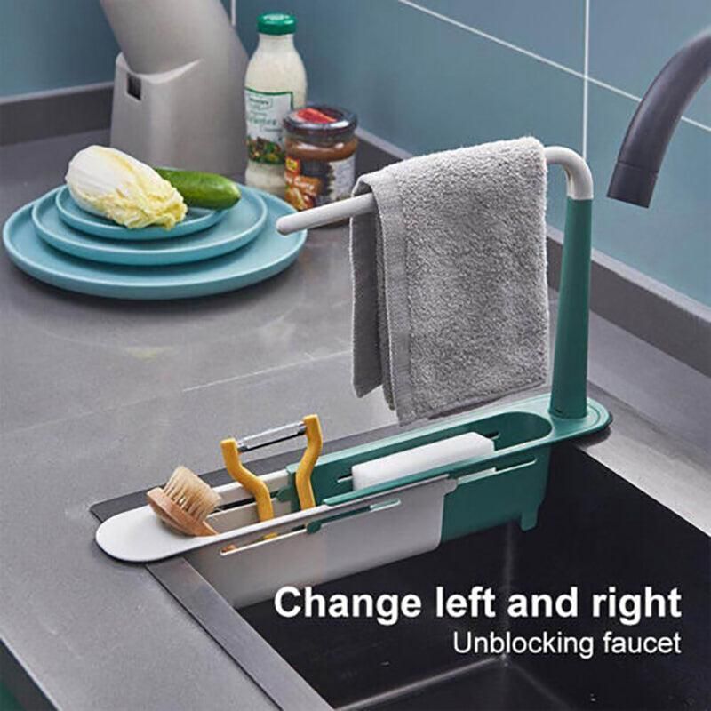 Telescopic Sink Rack Holder Expandable Storage Drain Basket Home Kitchen Tools - Green V528-WATERTANK-GREEN-646462