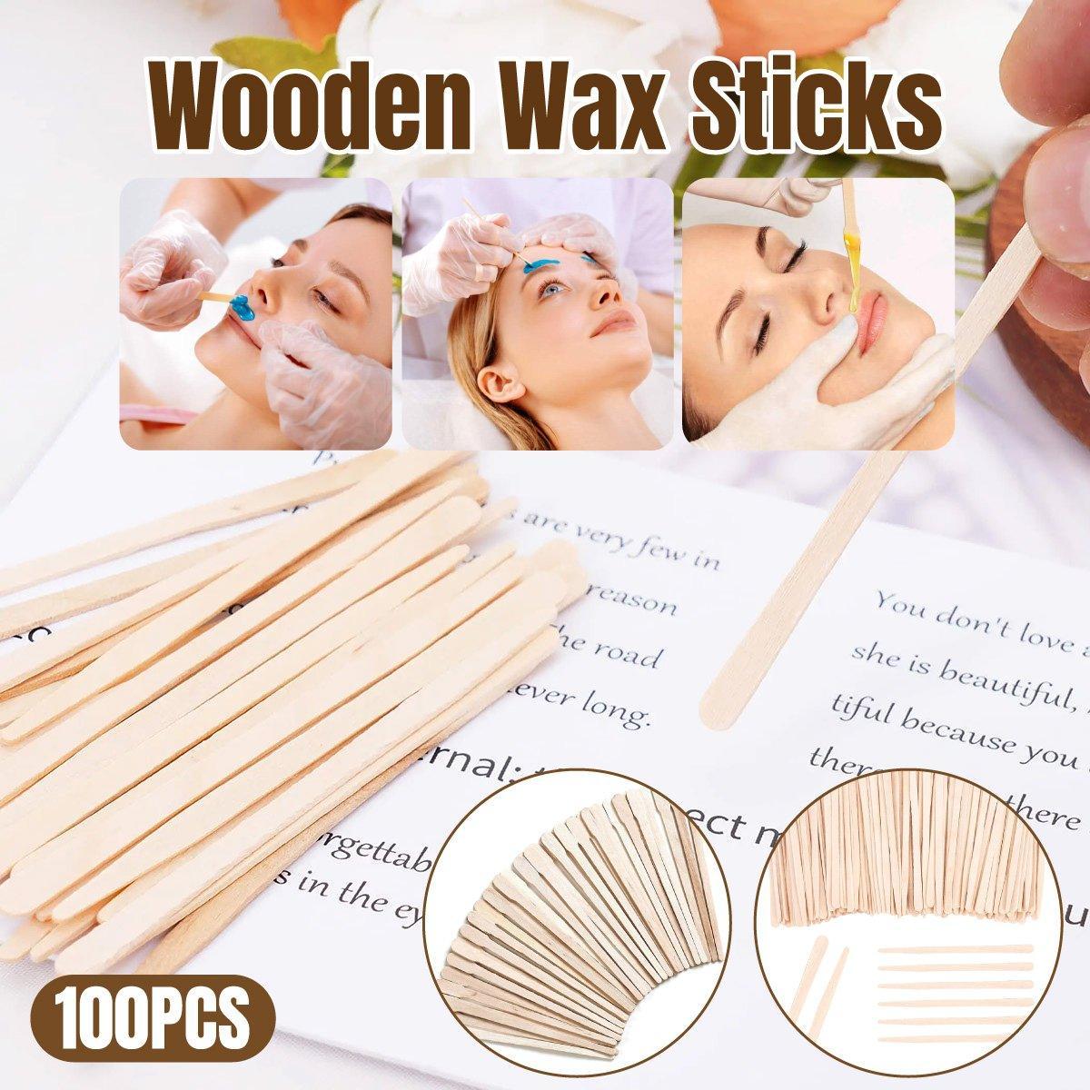 100pcs Beauty Shaving Wands Hair Removal Eyebrow Razors for Salon and Home Use - Flat V528-WAX-SCRAPER-STICK-FLAT-677289