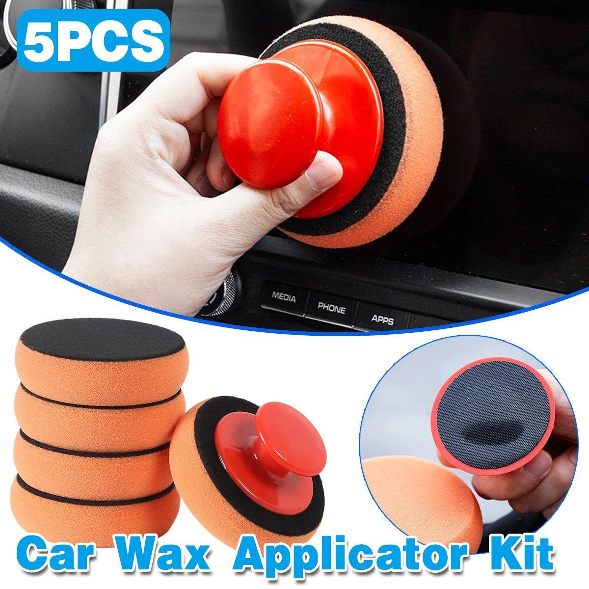 5pcs Car Polishing Sponge with Handle Manual Buffing Pads for Auto Detailing V528-WAXING-SPONGE-6PCS-565031