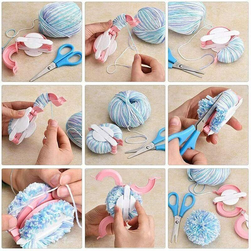 Pom Pom Maker Set of 4 Sizes DIY Wool Knitting Craft Ball Making Tool V528-WEAVINGTOOLS-4PCS-70071