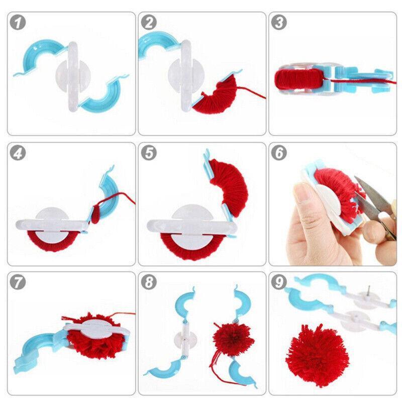 Pom Pom Maker Set of 4 Sizes DIY Wool Knitting Craft Ball Making Tool V528-WEAVINGTOOLS-4PCS-70071