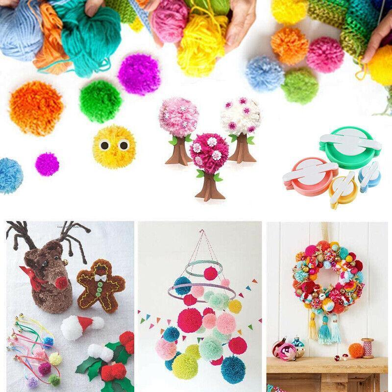 Pom Pom Maker Set of 4 Sizes DIY Wool Knitting Craft Ball Making Tool V528-WEAVINGTOOLS-4PCS-70071