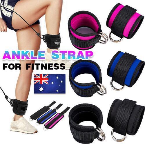 2PCS Weight Lifting Ankle D-Ring Strap Pulley Cable Kickbacks Attachment Gym Leg - Blue V528-WEIGHTLIFTINGANKLE-BLUE-711353