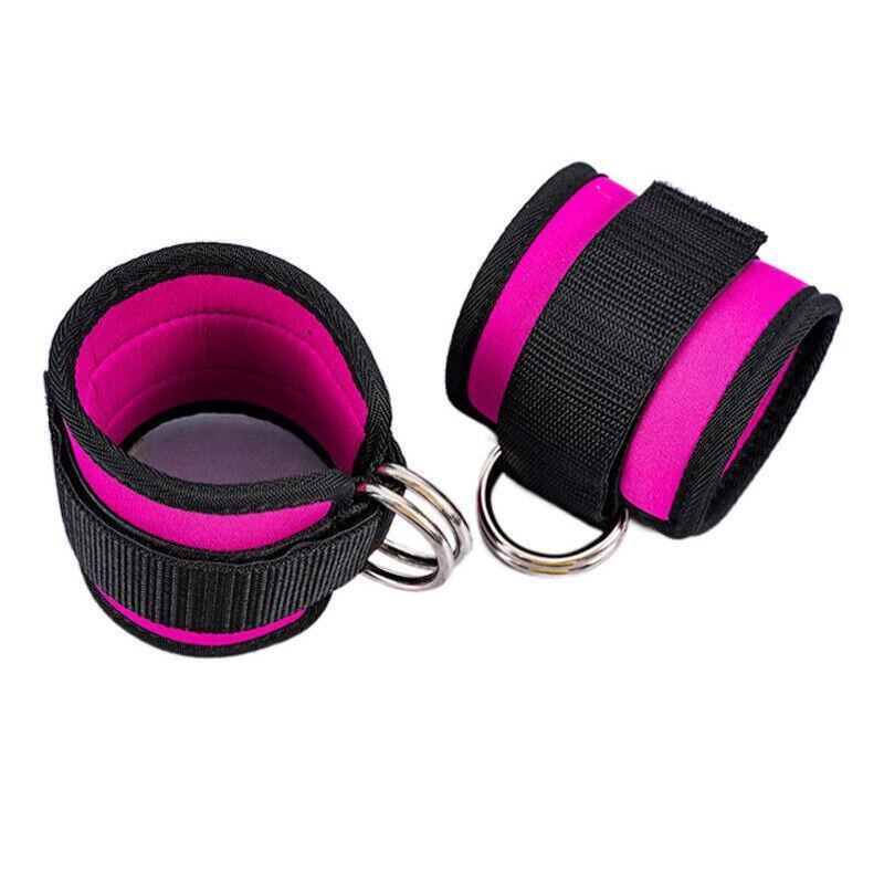 2PCS Weight Lifting Ankle D-Ring Strap Pulley Cable Kickbacks Attachment Gym Leg - Pink V528-WEIGHTLIFTINGANKLE-PINK-512452
