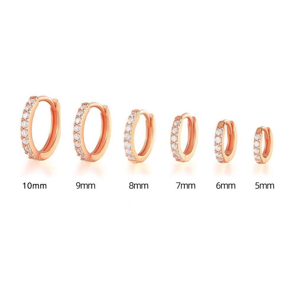 7sizes Hoop Earring Silver Zirconia Ear Huggie Hoop Cartilage Piercing Jewellery - Silver-9mm V528-WH-9-265787