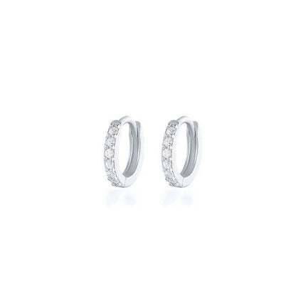 7sizes Hoop Earring Silver Zirconia Ear Huggie Hoop Cartilage Piercing Jewellery - Silver-9mm V528-WH-9-265787