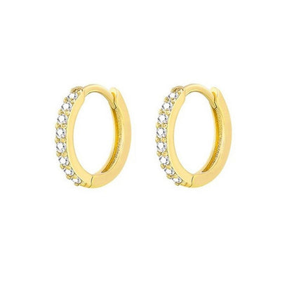 7sizes Hoop Earring Silver Zirconia Ear Huggie Hoop Cartilage Piercing Jewellery - Silver-9mm V528-WH-9-265787