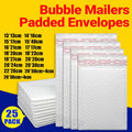 25PCS Poly Bubble Mailers Envelope Padded Bag White Cushioned Satchel 15 Sizes - 25PCS-20*20CM V528-WHBUBBLE-25PCS-20-20-379968