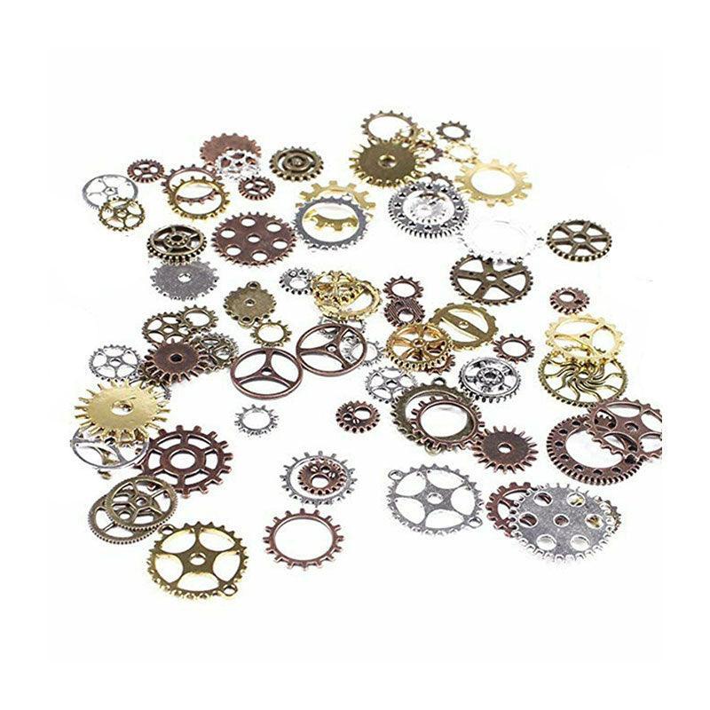 100g Assorted Steampunk Gears and Cogs Metal Alloy Clock Wheels for DIY Crafts V528-WHEELGEARMI-358586