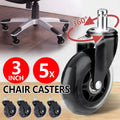 5pcs 3-Inch PU Transparent Caster Wheels Luggage Office Chair Mute Swivel Wheels V528-WHEELS-5PCS-1122-505210