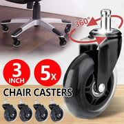 5pcs 3-Inch PU Transparent Caster Wheels Luggage Office Chair Mute Swivel Wheels V528-WHEELS-5PCS-1122-505210