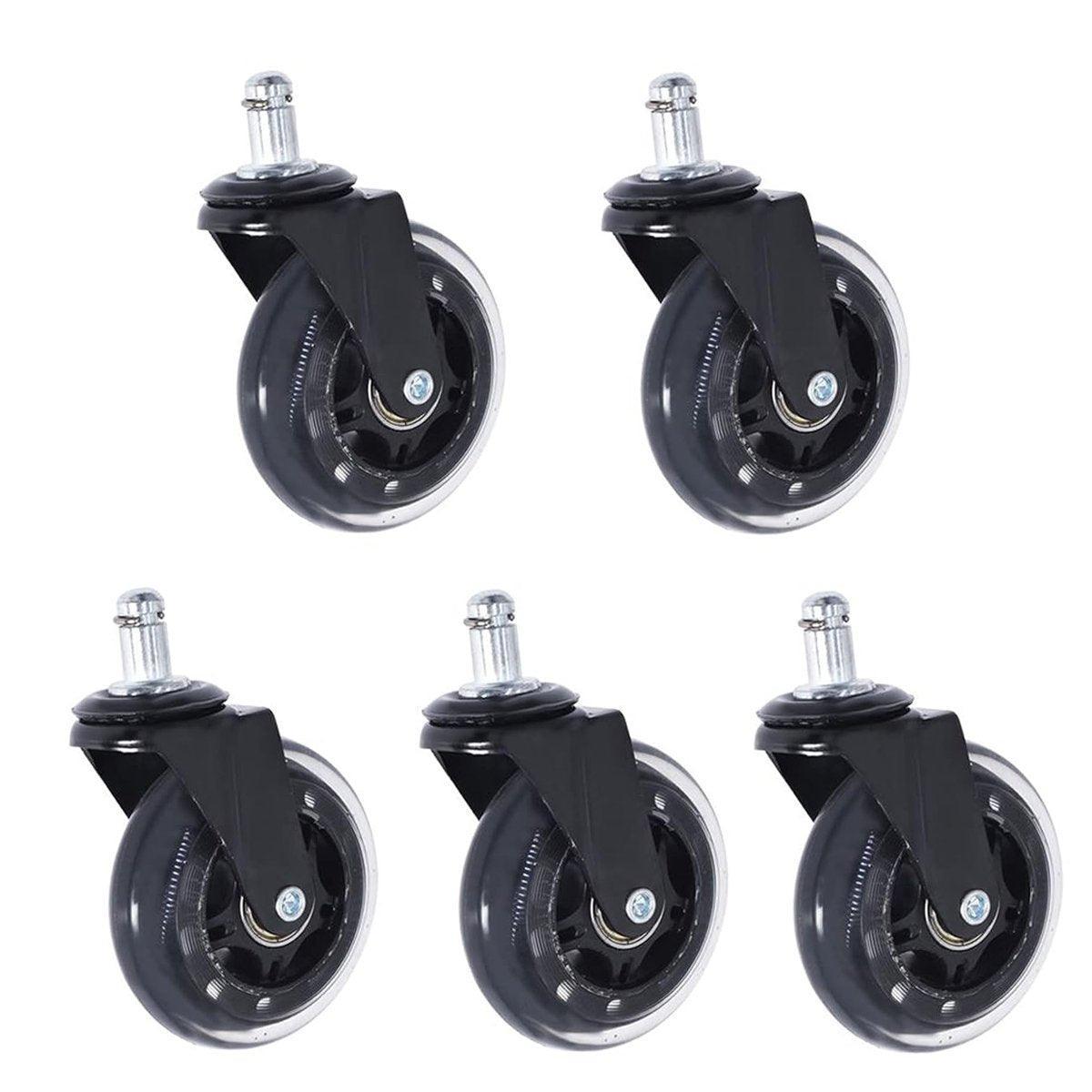 5pcs 3-Inch PU Transparent Caster Wheels Luggage Office Chair Mute Swivel Wheels V528-WHEELS-5PCS-1122-505210