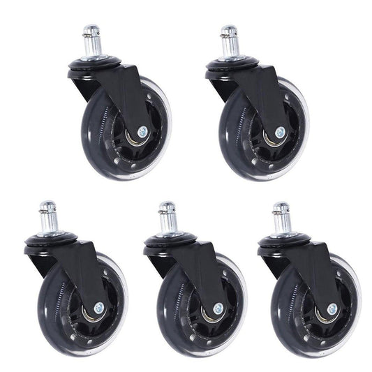 5pcs 3-Inch PU Transparent Caster Wheels Luggage Office Chair Mute Swivel Wheels V528-WHEELS-5PCS-1122-505210