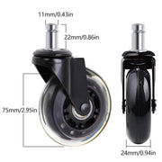 5pcs 3-Inch PU Transparent Caster Wheels Luggage Office Chair Mute Swivel Wheels V528-WHEELS-5PCS-1122-505210