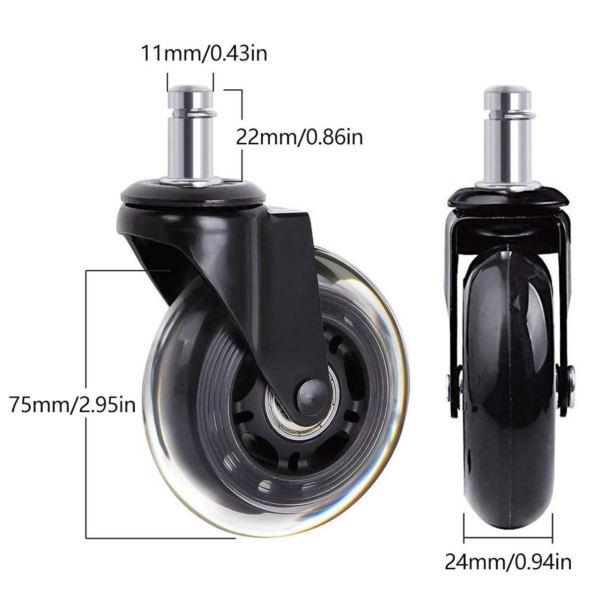 5pcs 3-Inch PU Transparent Caster Wheels Luggage Office Chair Mute Swivel Wheels V528-WHEELS-5PCS-1122-505210