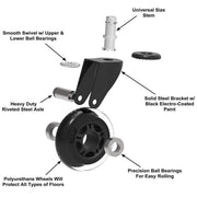 5pcs 3-Inch PU Transparent Caster Wheels Luggage Office Chair Mute Swivel Wheels V528-WHEELS-5PCS-1122-505210