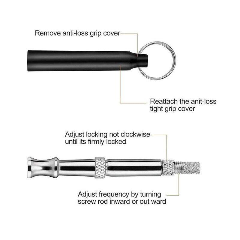 Adjustable Ultrasonic Dog Training Whistle with Keychain Cover for Bark Control V528-WHISTLECONTROL-BLACK-458037