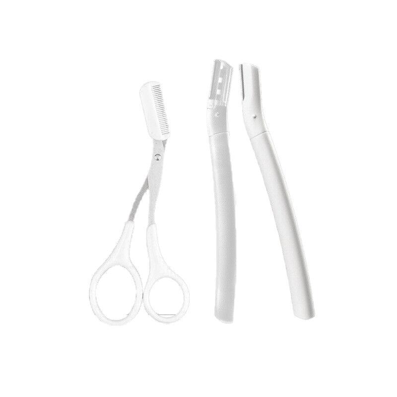 3Pcs Eyebrow Razor Set Facial Trimmer Shaver Blade Hair Remover Beauty Tool - Eyebrow V528-WHITE-1-SHORT2-LONG-191828