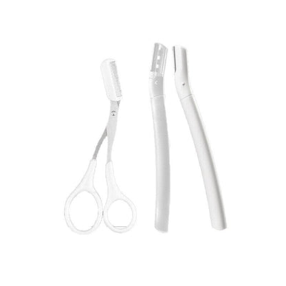 3Pcs Eyebrow Razor Set Facial Trimmer Shaver Blade Hair Remover Beauty Tool - Eyebrow V528-WHITE-1-SHORT2-LONG-191828