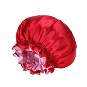 Womens Satin Sleep Cap Bonnet Elastic Wide Band Hair Sleeping Hat - Wine red V528-WICOLOUR-WINERED42508