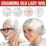1X Grandma Wig Old Lady Woman White Granny Mother Dress Up Costume Party V528-WIG-WHITE-589410
